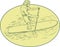 Surfer Dude Stand Up Paddle Oval Drawing