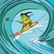 Surfer frog selfie wave
