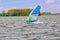 Surfer at full speed on fairly rough water