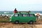 Surfer with his retro van