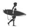 Surfer holding surfboard