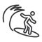 Surfer line icon, travel and tourism, surfing