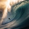 Surfer riding photo realistic illustration - Generative AI.