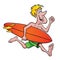 Surfer Running With A Surfboard