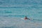 surfer in the sea waiting for the waves