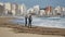 Surfer on the Spanish beach in a windy day