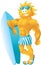 Surfer sun in blue cartoon