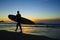 Surfer at Sunset, La Jolla shores