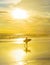 Surfer with surfboard, tropical beach