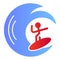 Surfer and wave flat icon. Water sport color icons in trendy flat style. Surfing gradient style design, designed for web