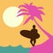 Surfer web punk illustration pier sea orange and purple color