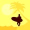 Surfer web punk illustration pier sea sepia and yellow board brown