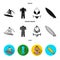 Surfer, wetsuit, bikini, surfboard. Surfing set collection icons in black, flat, monochrome style vector symbol stock