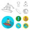 Surfer, wetsuit, bikini, surfboard. Surfing set collection icons in outline,flat style vector symbol stock illustration