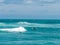 Surfers hitting the waves at Piha Beach Auckland New Zealand