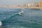 Surfers at ocean, Portugal, Porto. Travel photo.