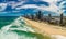 Surfers Paradise beach from aerial drone perspective, Gold Coast, Queensland, Australia