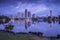 Surfers Paradise city skyline on dusk with perfect reflection on water Gold Coast, Queensland, Australia