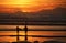 Surfers under the sunset