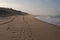 Surfing beach in dusk