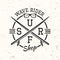 Surfing black vintage emblem, badge, label or logo