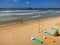 Surfing boards at Weligama beach, Sri-Lanka