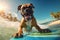 Surfing Boxer Delight: Sunglassed Pooch Hangs Ten on the Ocean Waves - Generative AI