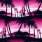 Surfing girl at sunrise seamless pattern