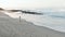 Surfing Girl. Young Woman With White Surfboard Walking On Sandy Beach. Female Going To Surf.