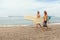 Surfing. Handsome Surfers With Surfboards. Young Men Walking On Sandy Beach.