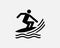 Surfing Icon Surf Boarding Board Surfer Water Sports Activity Vector Icon