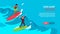 Surfing Kids Isometric Banner