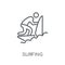 Surfing linear icon. Modern outline Surfing logo concept on whit