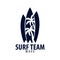 Surfing logo and emblems for Surf Club or shop. Vector illustration.