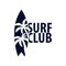 Surfing logo and emblems for Surf Club or shop. Vector illustration.