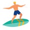 Surfing man flat illustration design