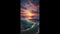 Surfing ocean wave at sunset. 3d rendering concept surfing background