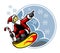 Surfing Santa And Snowflakes