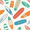 Surfing Seamless Pattern with Surfboards