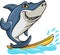 Surfing shark cartoon