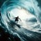 surfing the stunning tube or barrell wave in the ocean