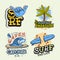 Surfing Style Surf Summer Time Beach Life Traditional Tattoo Influenced Hand Lettering Vector Illustrations Set Designs.
