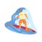 Surfing or swimming on the surfboard, vector icon