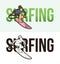 Surfing Text with Sport Player Graphic Vector