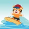 Surfing time with cute little tiger at summer. Can be used for t-shirt printing, children wear fashion designs, baby shower