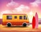 Surfing Van 3D Colorful background Poster