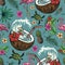 Surfing vintage colorful seamless pattern