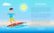 Surfing Web Poster Design Boy Surfer, Summer Sport