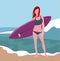 Surfing woman