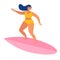Surfing woman flat illustration design